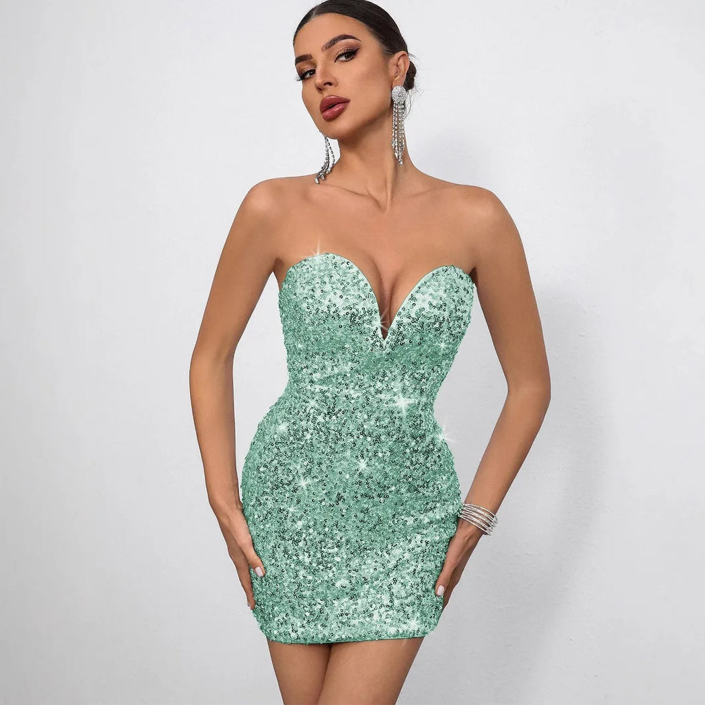 Woman Sexy Backless Sequins Prom Dresses Vestidos Womens Elegant Party Dresses Fashion Female Clothing Birthday dress XSY81230